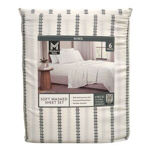 Denver Stripe Grey - Member's Mark Soft Washed Recycled Microfiber 6-Piece Sheet